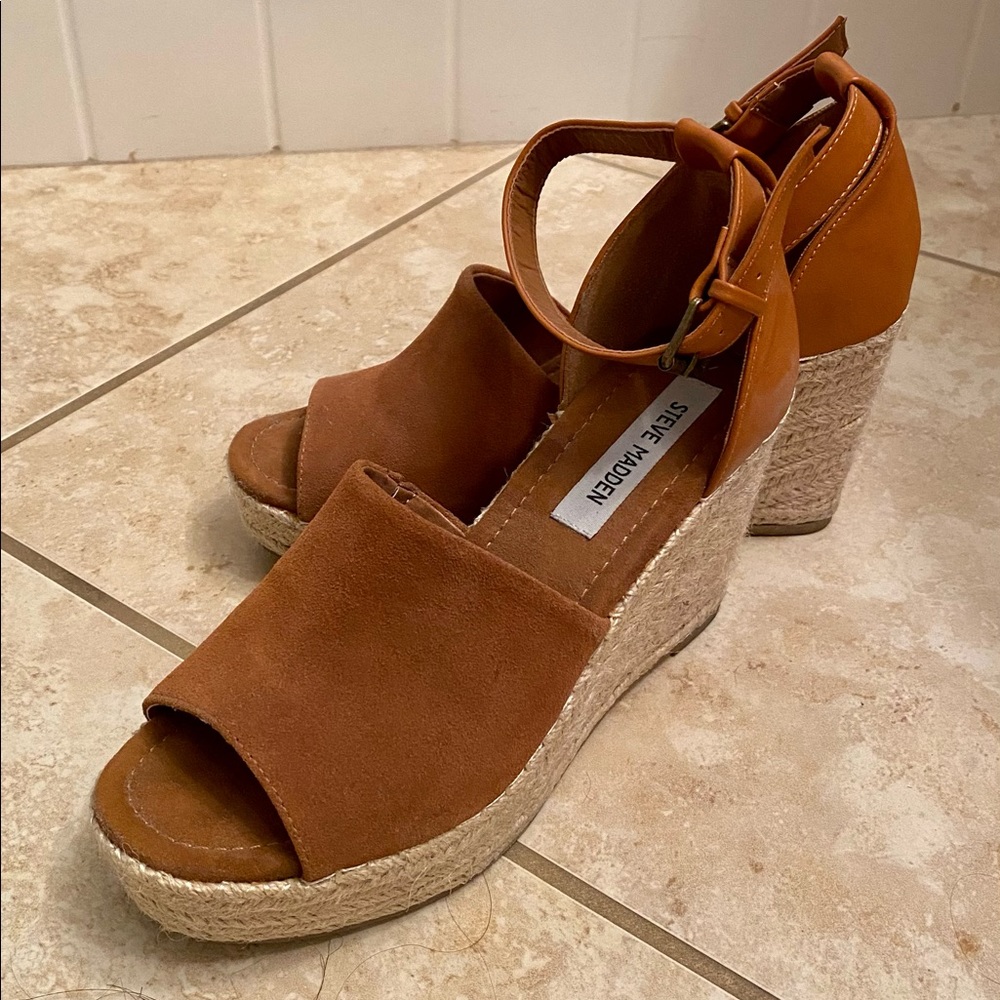 Steve Madden Brown Suede Espadrille Wedges